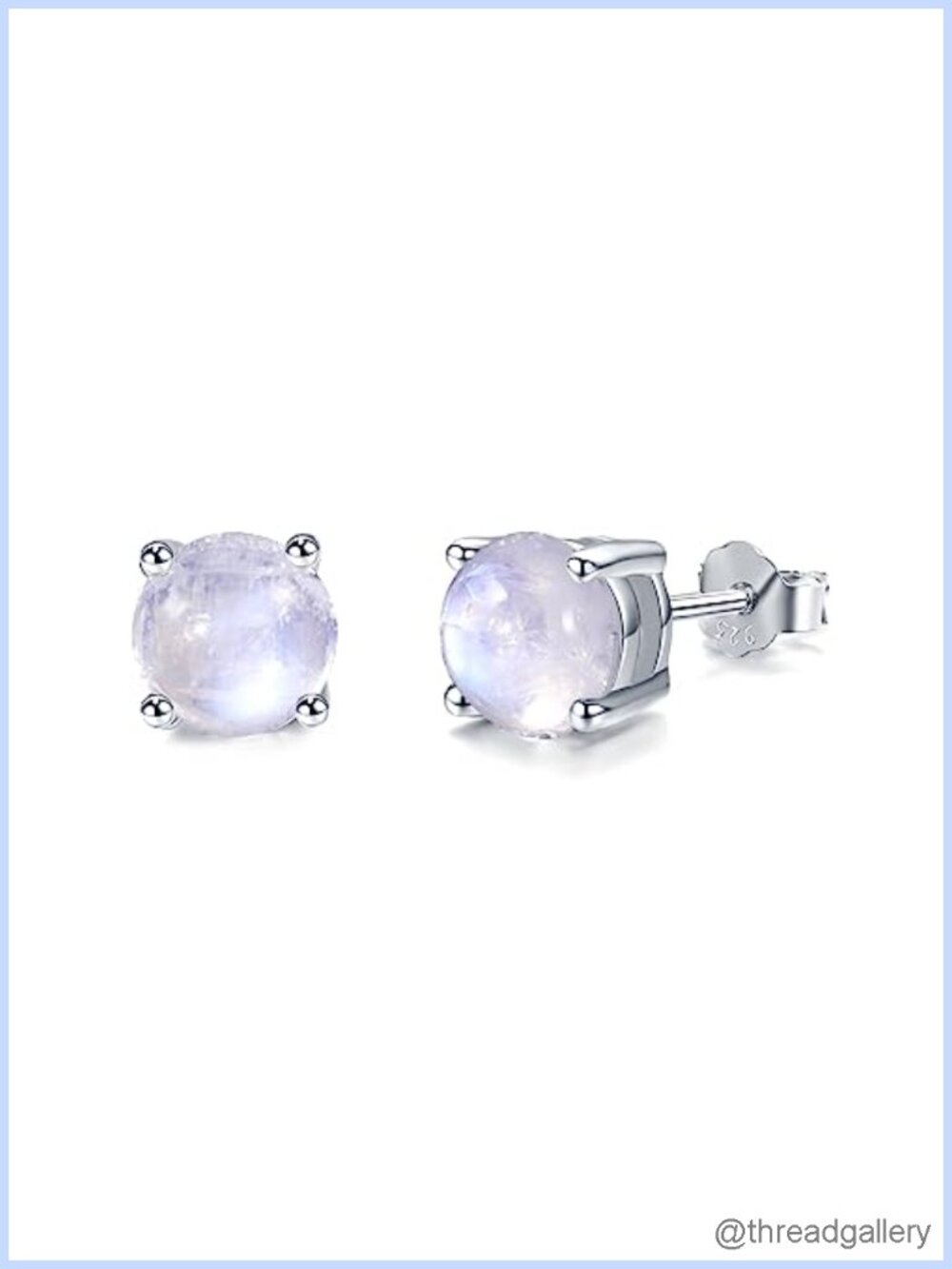 June Birthstone Moonstone Stud Earrings 925 Sterling Silver Handmade